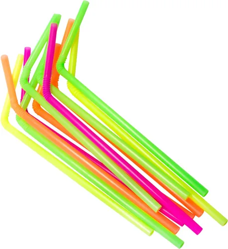 Jacent Pajitas de plástico desechables: 300 unidades, pajitas de neón flexibles, ideales para fiestas, restaurantes, hogar