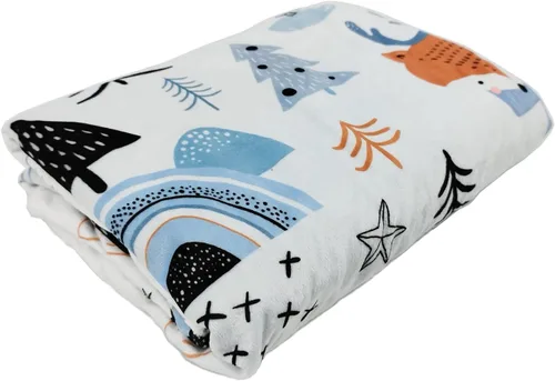 Miniatura 8 de Manta de bebé para niños y niñas (estampado de zorro, 30 x 40 pulgadas) con respaldo de puntos de doble capa, manta de felpa suave Minky para niños