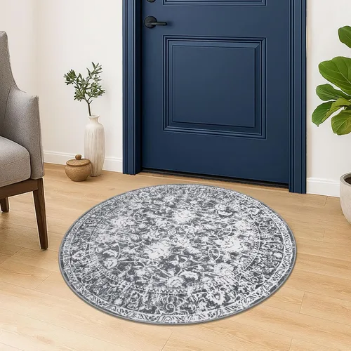 Miniatura 49 de KILOCOCO Alfombra lavable de 2 x 3 para entrada, estampado floral vintage, suave, antideslizante, azul, alfombras de cocina, tapete