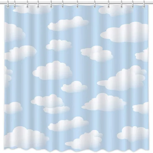 Miniatura 5 de MEHOFOND Juego de cortinas de ducha de cielo azul y nube blanca, paisaje natural, decoración de baño, bañera, poliéster impermeable con 12 ganchos