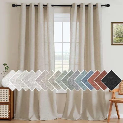Miniatura 42 de H.VERSAILTEX Elegant - Cortinas texturizadas de lino natural mezclado con eficiencia energética, filtrado de luz, con ojales de níquel