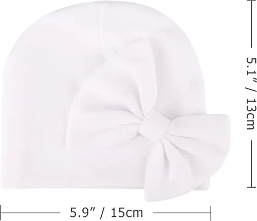 Miniatura 7 de BQUBO Newborn Baby Girls Hats Mittens Set Hospital Hat Beanie Infant Bow Hats Baby Cotton No Scratch Gloves