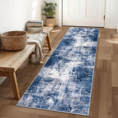Miniatura 265 de IOHOUZE Alfombra pequeña abstracta de 2 x 3 pies, alfombra de entrada lavable para entrada interior, alfombras con respaldo de goma, alfombra gris