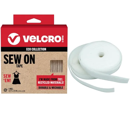 Miniatura 5 de Cintas VELCRO Brand ECO Collection, Cinta para Coser 36 pulgadas x 3/4 pulgadas, Materiales Sostenibles 70% Reciclados, Duraderos y Lavables, Negro