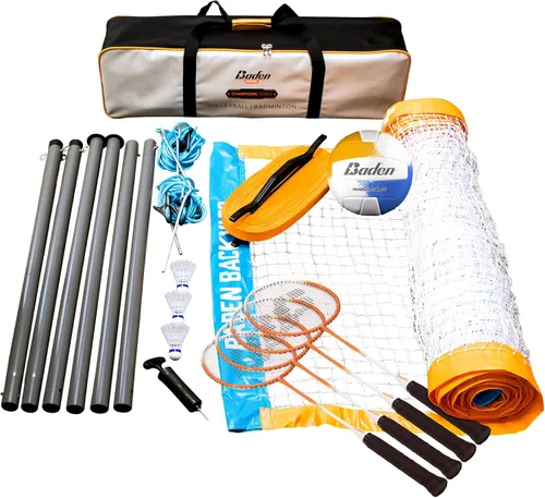 BadenBaden Champions Volleyball Badminton Combo Set Naranja/Azul (Nuevo Modelo)