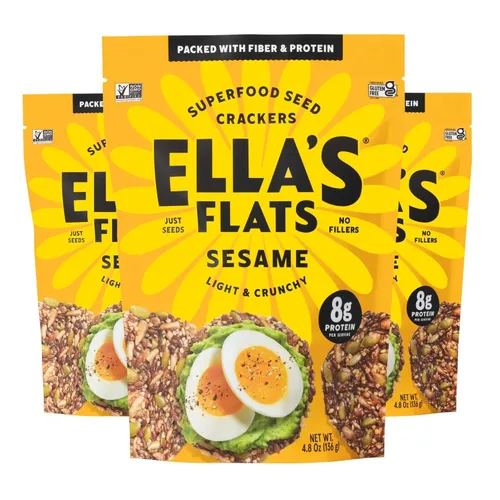 Miniatura 12 de ELLA'S FLATS® Comino todas las semillas saladas patatas fritas – Todo natural, sin gluten, buena fuente de proteínas, alto en fibra, vegano y apto