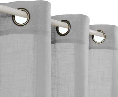 Miniatura 7 de Palma - Cortinas semitraslúcidas de lino para dormitorio de 63 pulgadas de largo, cortinas filtrantes de luz, ojales bronce, juego de 2 paneles