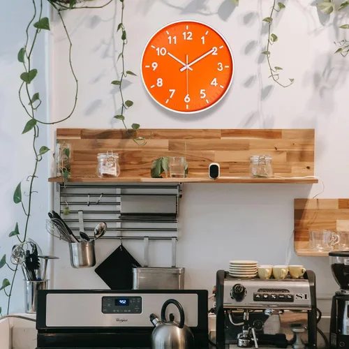 Miniatura 5 de JENLYSTIME Reloj de pared moderno con número 3D de 12 pulgadas para interiores y exteriores, esfera redonda brillante y colorida, cuarzo silencioso