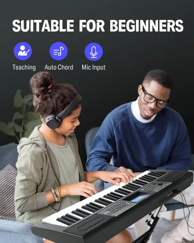 Miniatura 5 de Donner Teclado de Piano de 61 Teclas, Kit de Teclado de Piano Eléctrico con 249 Voces, 249 Ritmos - Incluye Soporte para Piano, Taburete, Micrófono