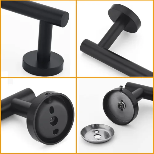 Miniatura 6 de Nolimas Barra de Toalla de Baño Negra Mate Barra de Toalla Individual Barra de Toalla Clásica Montada en Pared Acero Inoxidable Barra de Toalla