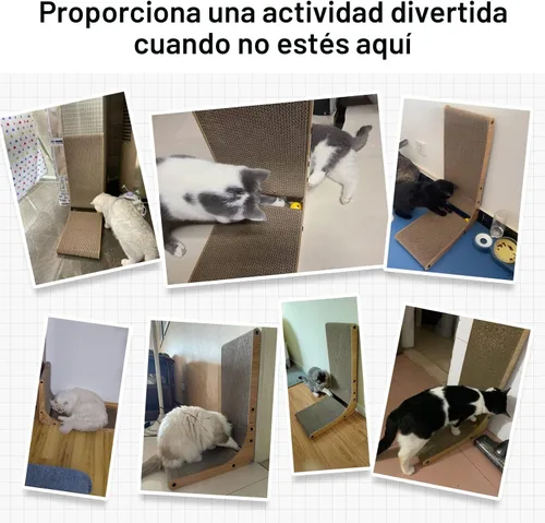 Miniatura 7 de FUKUMARU Rascador para gatos, 18.7 pulgadas en forma de L, almohadilla para rascar para gatos montada en la pared, cartón rascador para gatos