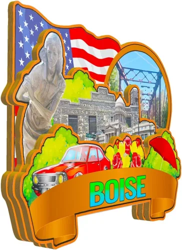 Miniatura 2 de Boise Idaho USA - Imán de madera para nevera, monumentos en 3D, recuerdos coleccionables, decoración hecha a mano, 1489