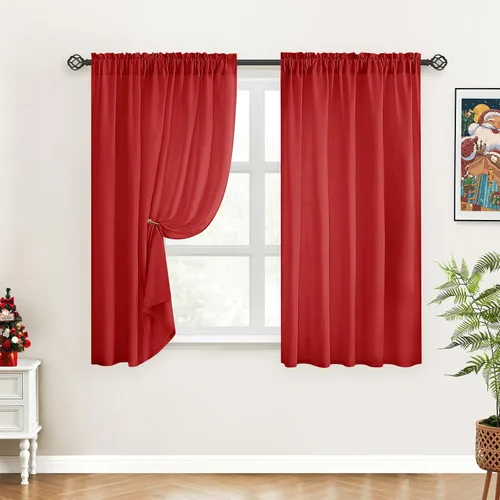 Miniatura 56 de HOMEIDEAS Cortinas Transparentes de Privacidad Blancas No Transparentes, 52 X 45 Pulgadas de Largo 2 Paneles Cortinas Transparentes Filtradoras