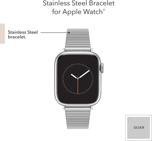 Miniatura 16 de Anne Klein Correa de acero inoxidable para Apple Watch, segura, ajustable, correa de repuesto para Apple Watch, se adapta a la mayoría de muñecas
