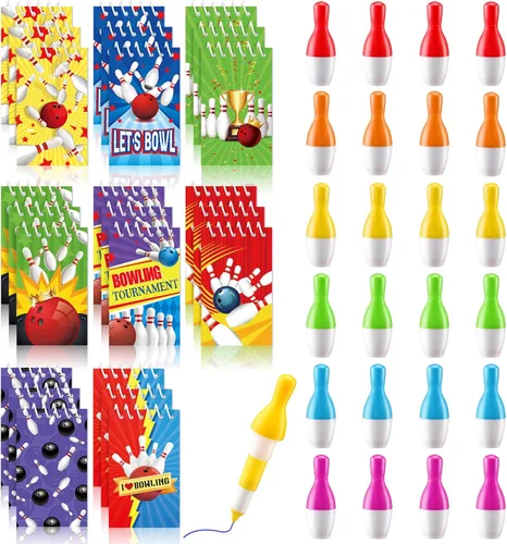 Kisston 48 recuerdos de fiesta de boliche incluyen 24 mini cuadernos, bloc de notas deportivas y 24 bolígrafos, regalos de bolos para decoración de