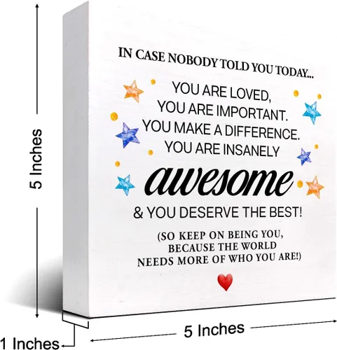 Miniatura 2 de Letrero de madera con texto en inglés "In Case Nobody Told You Today You are Awesome Bloque de madera, decoración de escritorio, caja de motivación