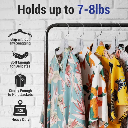 Miniatura 3 de Paquete de 25 perchas de plástico de 17 pulgadas, perchas transparentes para ropa, plástico resistente, perchas para adultos con ganchos giratorios