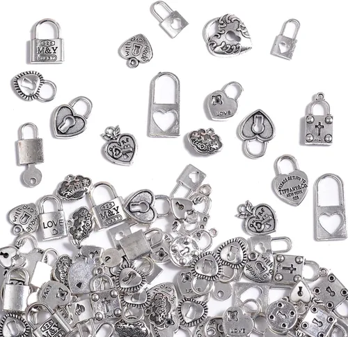 Miniatura 16 de stino 100 gramos de dijes de metal para hacer joyas, chapados en plata y oro, paquete a granel para pulseras, collares, manualidades Cruz