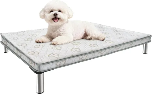 Miniatura 13 de FXW TitanNest Cama Elevada para Perros a Prueba de Masticación, Catre Elevado para Uso en Interiores/Exteriores/Camping, Cama Acolchada para Gris