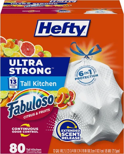 Miniatura 15 de Hefty Bolsas de basura ultra fuertes de 13 galones, bolsas de basura altas para cocina tamaño 13 galones, resisten fugas, perforaciones y desgarros