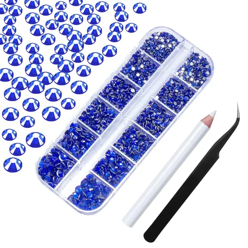 Miniatura 9 de 2400 diamantes de imitación para arte de uñas, gemas de diamantes de imitación rojos con parte trasera plana, cristal redondo, siam, 6 tamaños