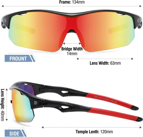 Miniatura 19 de DUCO DK261 - Gafas de sol deportivas de béisbol para jóvenes, con marco TR90 irrompibles, ligeras, para niños y niñas