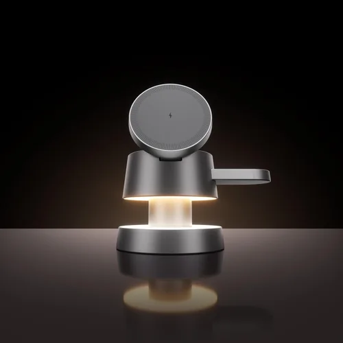 Miniatura 8 de Estación de carga inalámbrica magnética 4 en 1, carga rápida de 15 W con luz nocturna ajustable para soporte de cargador MagSafe, cargador