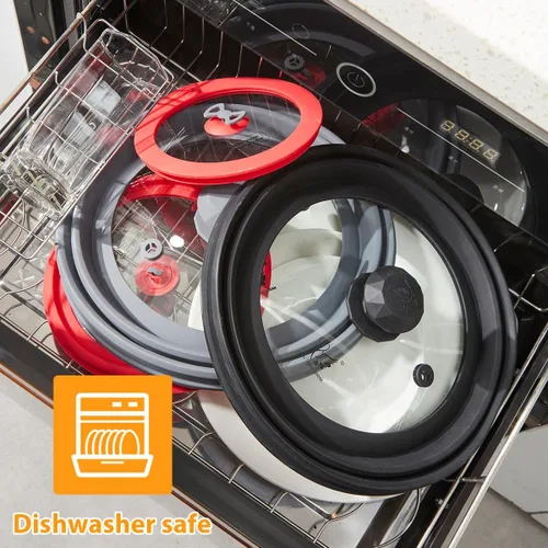 Miniatura 8 de Cubierta para salpicaduras de microondas, tapa protectora de salpicaduras de vidrio ventilado con silicona plegable para alimentos como placa