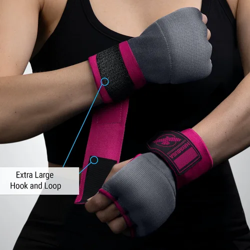 Miniatura 3 de Hayabusa Guantes de mano de gel rápido para boxeo Gris/rosado