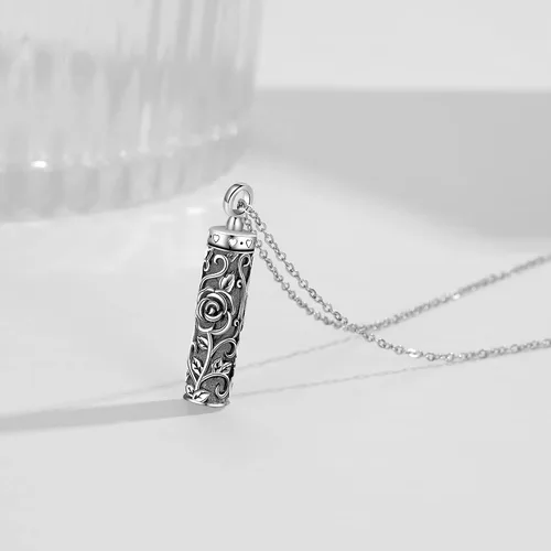 Miniatura 10 de Collar con colgante de urna de cenizas de cremación y árbol de la vida para mujer, plata de ley US1