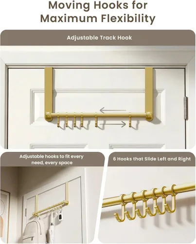 Miniatura 2 de BOF - Ganchos para colgar sobre la puerta, 6 ganchos para colgar sobre la puerta, organizador para colgar sobre la puerta para baño
