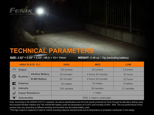 Miniatura 8 de Fenix Linterna LED E01 V2 de 100 lúmenes con batería alcalina AAA EdisonBright (azul)