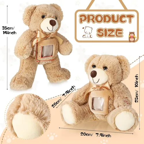 Miniatura 2 de Libima Oso de recuerdo de 14 pulgadas con grabadora de voz, juguete de peluche suave con un marco de fotos, abrazos, regalo conmemorativo para baby