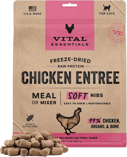Miniatura 14 de Vital Essentials Comida para Gatos de Carne de Res y Pollo Cruda Liofilizada en Trocitos Suaves - Comida o Mezclador 99% Carne de Res, Pollo