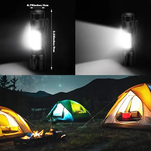 Miniatura 2 de KunHe Paquete de 10 mini linternas LED pequeñas recargables por USB, linterna de camping a granel, linterna brillante de alto lúmenes EDC