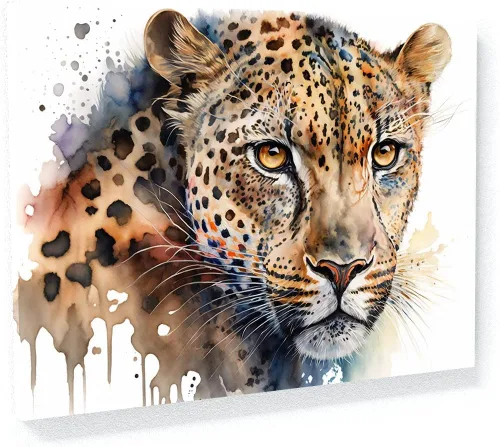 Miniatura 8 de Sense Canvas Arte en lienzo con retrato de leopardo verde 2 – Decoración del hogar para pared, póster grande 40 x 30 / 0.75 pulgadas