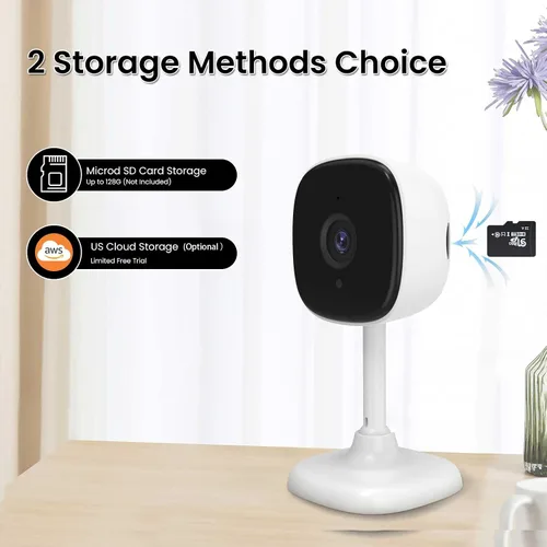 Miniatura 7 de Cámara WiFi interior para seguridad del hogar, cámara de grabación 24/7 para oficina/casa/apartamento, almacenamiento en la nube y tarjetas SD