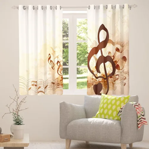 Miniatura 4 de Erosebridal - Paneles de cortina con notas musicales retro rotantes para ventana, cortinas estilo grunge de música rock para niños y adultos
