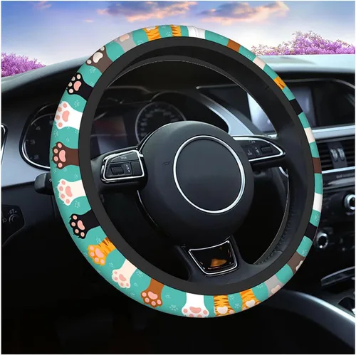 Swono - Fundas para volante de coche con diseño de patas de gato, lindas patas de gatito o patas de perro, universal para mujeres, niñas, de Cat Paws