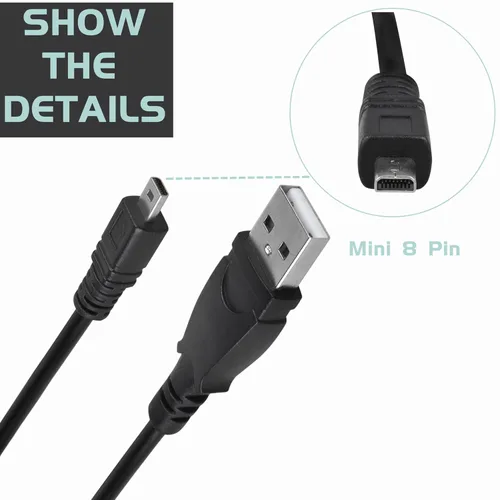 Miniatura 2 de Cable de alimentación USB Mini-8pin de 3.3 pies para Nikon Coolpix P50 S520 S230 S220 S3500 P500