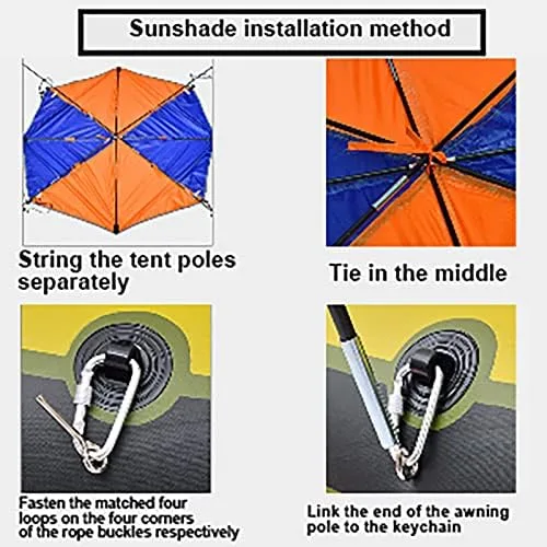 Miniatura 2 de Tbest Toldo inflable para kayak, refugio de sombra para barco, 2/3/4 personas, refugio solar para barco, cubierta de toldo de vela, toldo de pesca