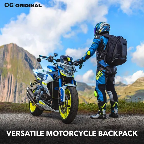 Miniatura 2 de Mochila de Motocicleta Original OG Negra Expandible, Bolsa para Casco de Moto, Correa para Casco