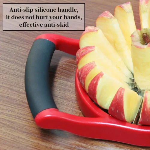 Miniatura 4 de Newness - Cortador de manzana extra grande de 5.12 pulgadas, cortador de manzana resistente de 16 rebanadas, descorazonador de manzana duradero, Rojo