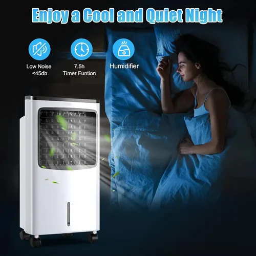 Miniatura 6 de Enfriador de aire evaporativo 3 en 1, enfriador de aire oscilante ancho con humidificador, control remoto, 2 paquetes de hielo y tanque de agua