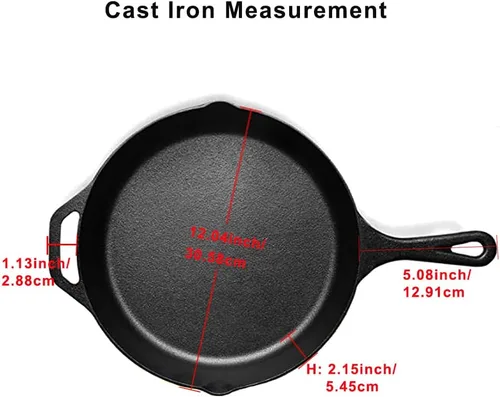 Miniatura 2 de Sartén de hierro fundido pre-sazonado de 12 pulgadas con un soporte de silicona para mango caliente, 12.5 pulgadas