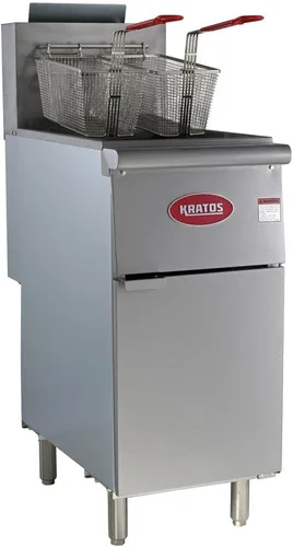 Miniatura 2 de Kratos Freidora comercial, tipo piso con tres quemadores y kit de manguera de gas incluido, propano líquido