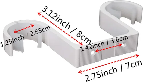 Miniatura 2 de Soportes de barra de cortina doble, 2 piezas, aleación de aluminio montados en el techo, blanco