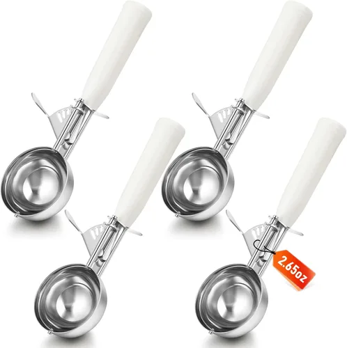 Miniatura 8 de Reallnaive 2 Cucharas para Galletas con Liberación, Cuchara para Helado con Liberación por Gatillo, Cuchara de Porción de Acero Inoxidable