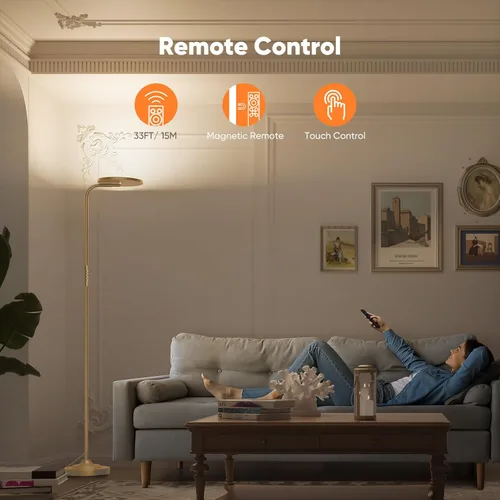 Miniatura 5 de SIBRILLE Lámpara de pie LED de 36 W, lámpara de pie súper brillante, moderna lámpara alta regulable con control remoto, lámpara de pie de lectura