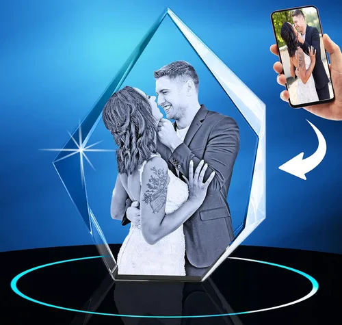 Miniatura 8 de Foto de cristal, personalizada con tu propia foto, imagen grabada con láser, marco de cristal para retrato de iceberg grabado personalizado